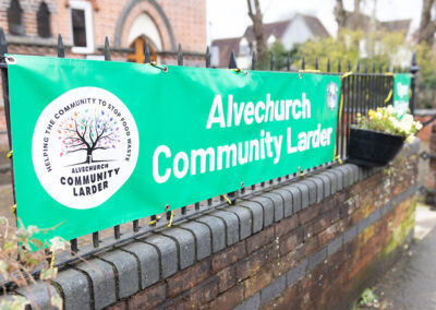 Alvechurch Community Larder Banner outside Alvechurch Baptist Church