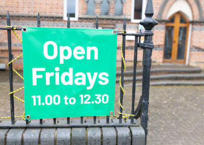 Friday Opening Times Banner outside Alvechurch Baptist Church